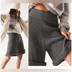 Free People Pacha Rib Knit Shorts Black Pepper Gray M | NWT